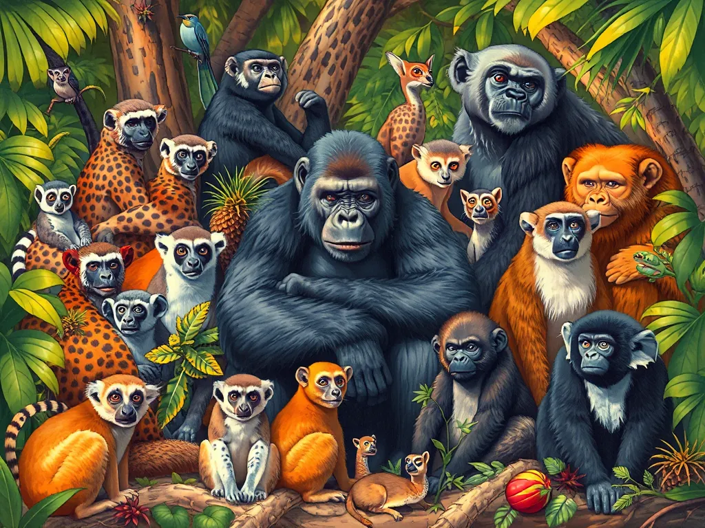All Primate Groups Explained: From Lemurs to Gorillas in One Guide illustration showing diverse primate species