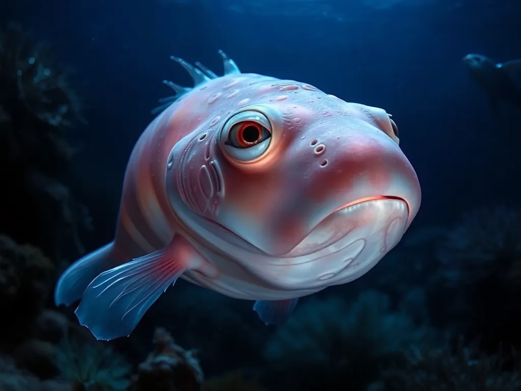 Blobfish in its natural deep-sea environment showcasing how it appears beautiful underwater in its natural habitat