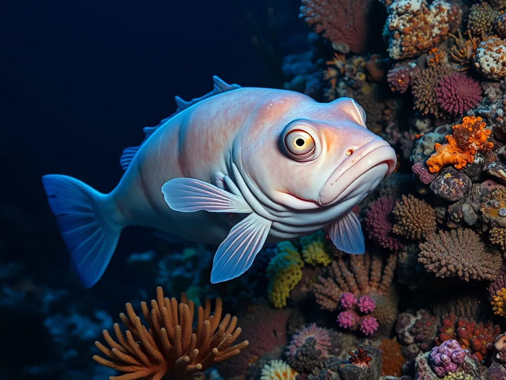 Blobfish in natural underwater habitat showcasing its unique appearance that explains why the blobfish looks beautiful underwater but horrible on land