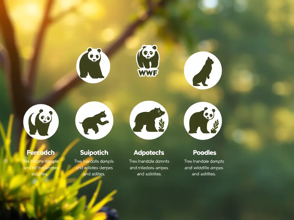 Colorful wildlife adoption symbols integrated with animal illustrations in infographic style