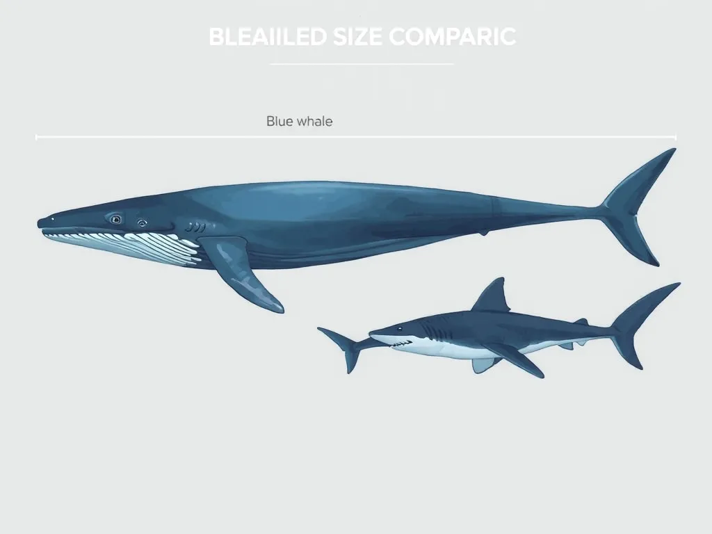 Illustration: Detailed Size Comparison: Blue Whale vs. Whale Shark Illustration: Detailed Size Comparison: Blue Whale vs. Whale Shark