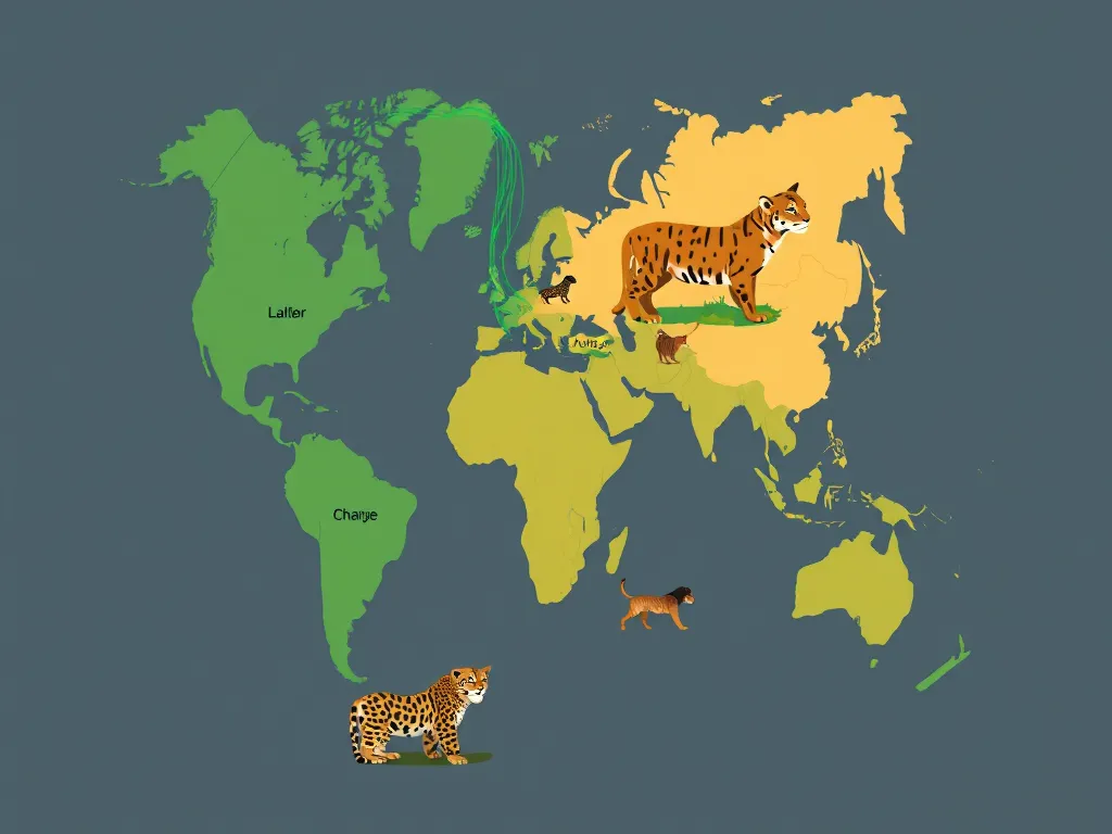 Illustration: Global Habitats and Geographic Ranges of Big Cat Species Illustration: Global Habitats and Geographic Ranges of Big Cat Species