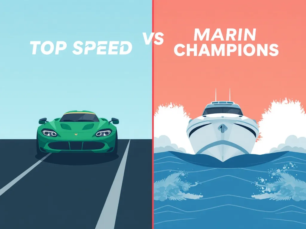 Illustration: Top Speed Comparison: Land vs. Marine Champions Illustration: Top Speed Comparison: Land vs. Marine Champions