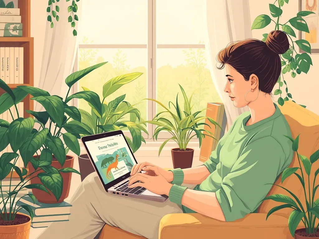 Person at home using laptop to support wildlife conservation with donations, showing how to help endangered species without leaving your home