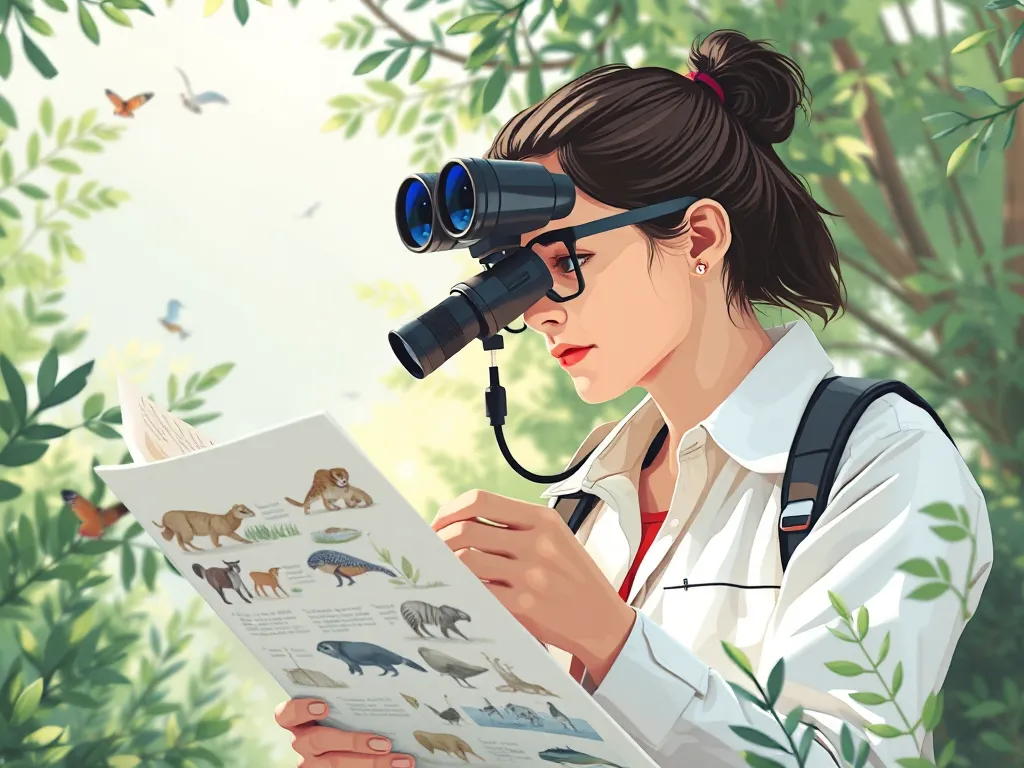 Professional researcher evaluating wildlife conservation data with binoculars in natural setting for best wildlife conservation organizations to donate to in 2025