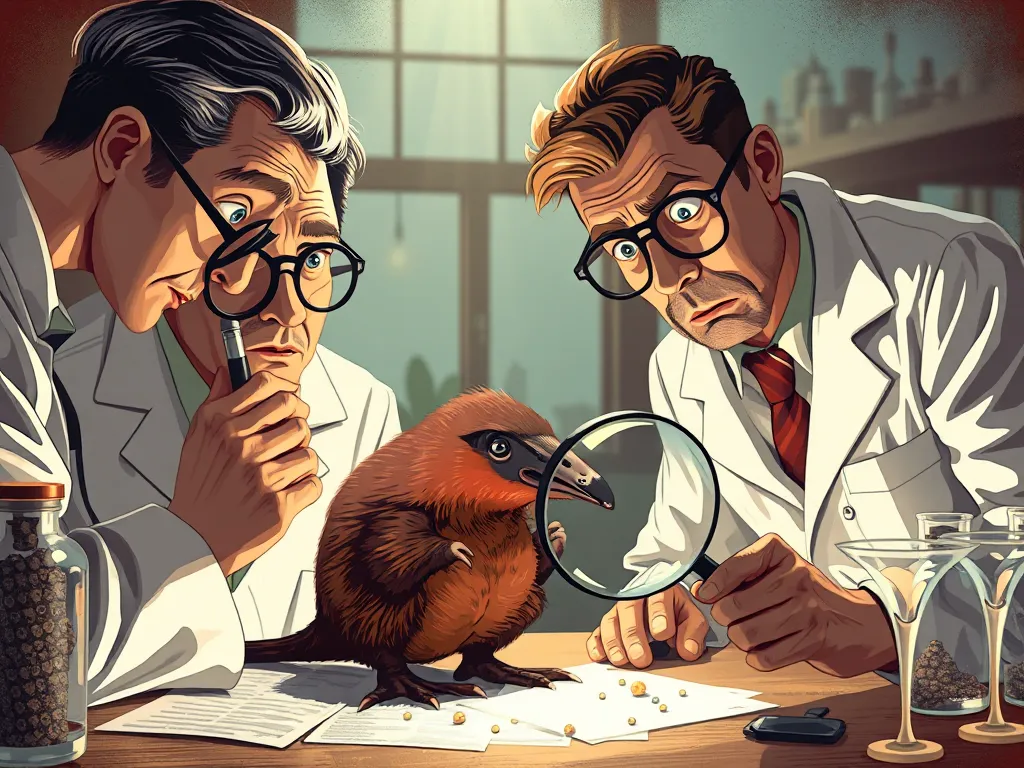 Scientists examining a platypus with confusion in a laboratory setting, showcasing why the platypus confused scientists for decades after discovery
