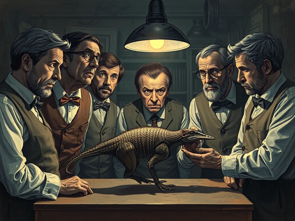 Scientists examining platypus specimen with puzzled expressions in Victorian laboratory, highlighting why the platypus confused scientists for decades after discovery